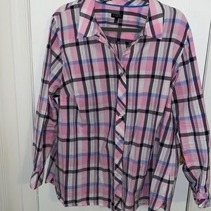 Like new Talbots Plus pink and blue plaid shirt size 1X